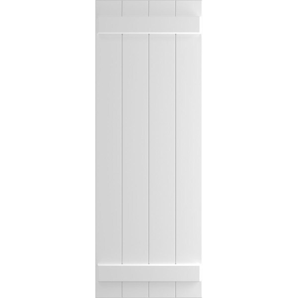 Ekena Millwork True Fit PVC Four Board Joined Board-n-Batten Shutters, White, 21 1/2W x 64H, PR - TFP101BBF21X064WH