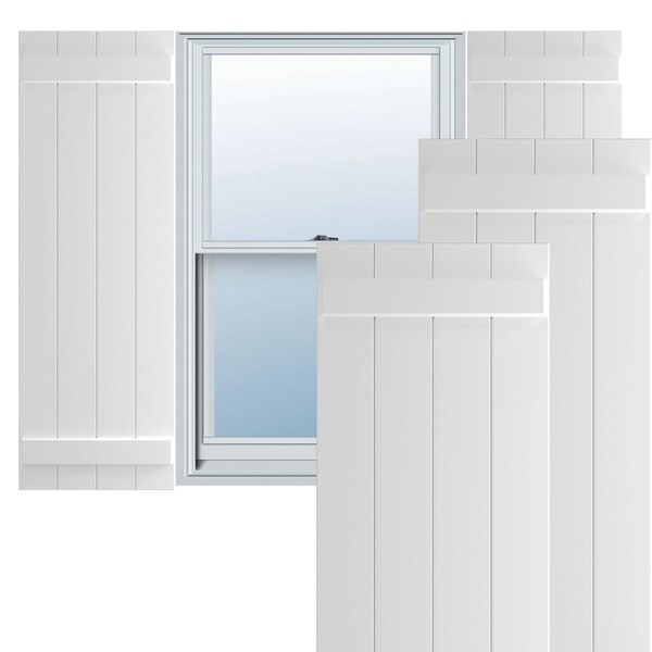 Ekena Millwork True Fit PVC Four Board Joined Board-n-Batten Shutters, White, 21 1/2W x 64H, PR - TFP101BBF21X064WH