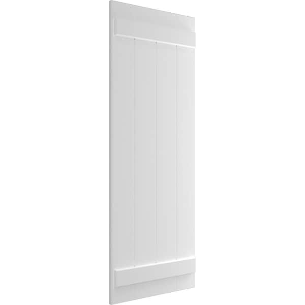 Ekena Millwork True Fit PVC Four Board Joined Board-n-Batten Shutters, White, 21 1/2W x 64H, PR - TFP101BBF21X064WH