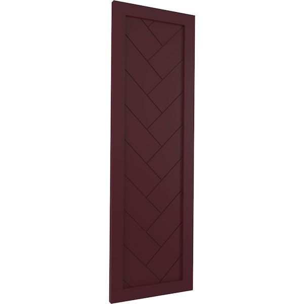 Ekena Millwork True Fit PVC Single Panel Herringbone Modern Style Fixed Mount Shutters, Wine Red, 12W x 54H, PR - TFP001HB12X054WR