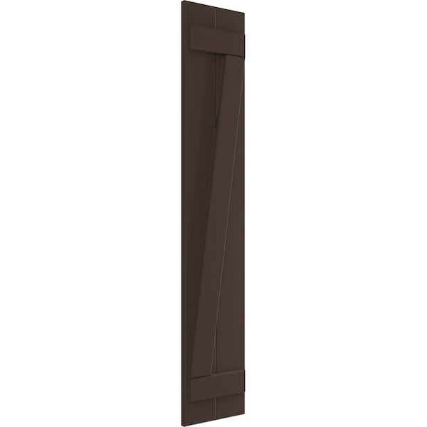 Ekena Millwork True Fit PVC Two Board Joined Board-n-Batten Shutters w/Z-Bar, Raisin Brown , 10 3/4W x 29H, PR - TFP102BBF11X029TB