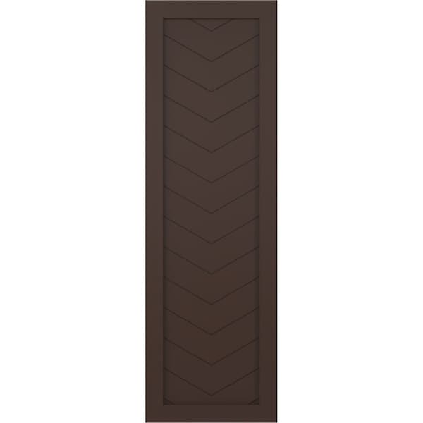 Ekena Millwork True Fit PVC Single Panel Chevron Modern Style Fixed Mount Shutters, Raisin Brown, 12W x 44H, PR - TFP001CV12X044TB