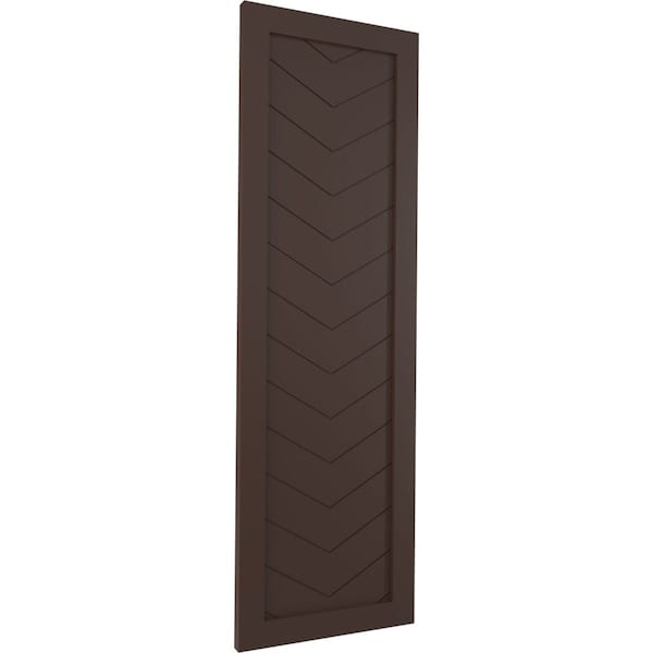 Ekena Millwork True Fit PVC Single Panel Chevron Modern Style Fixed Mount Shutters, Raisin Brown, 12W x 44H, PR - TFP001CV12X044TB