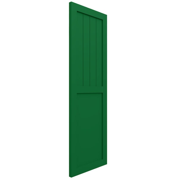 Ekena Millwork True Fit PVC Farmhouse/Flat Panel Combination Fixed Mount Shutters, Viridian Green, 12W x 49H, PR - TFP101FC12X049HG