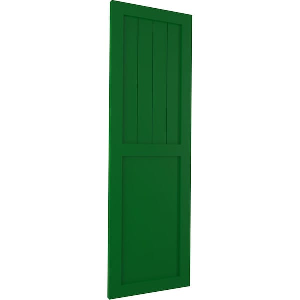 Ekena Millwork True Fit PVC Farmhouse/Flat Panel Combination Fixed Mount Shutters, Viridian Green, 12W x 49H, PR - TFP101FC12X049HG