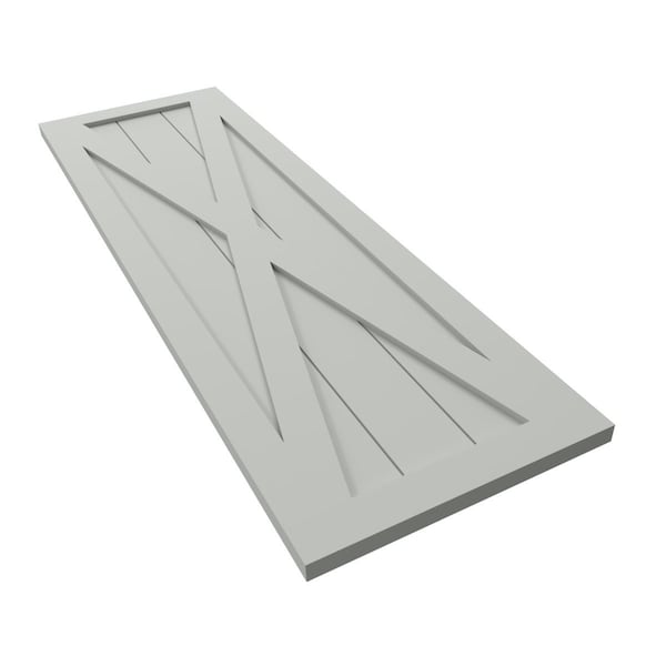 Ekena Millwork True Fit PVC Single X-Board Farmhouse Fixed Mount Shutters, Hailstorm Gray, 18W x 29H, PR - TFP001FH18X029ST