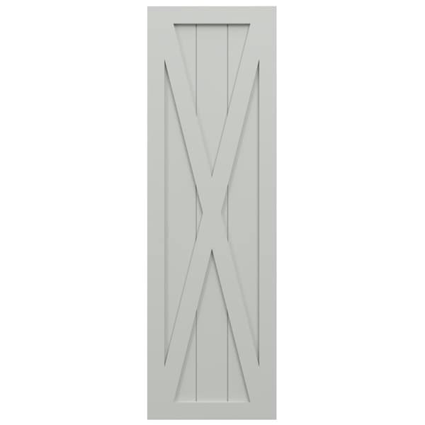 Ekena Millwork True Fit PVC Single X-Board Farmhouse Fixed Mount Shutters, Hailstorm Gray, 18W x 29H, PR - TFP001FH18X029ST