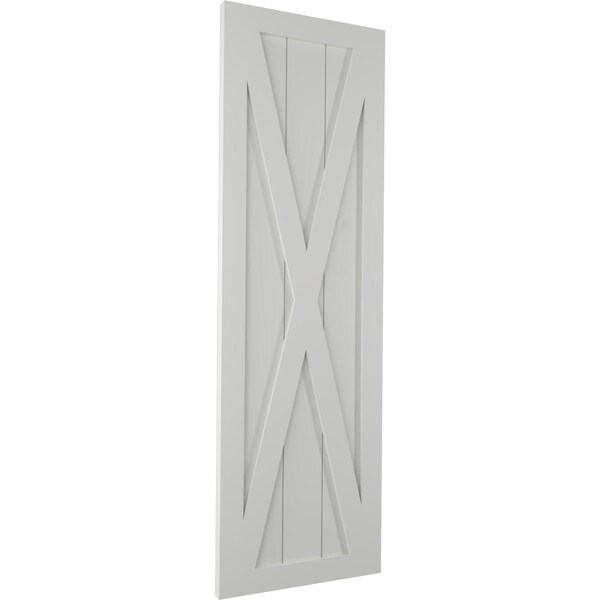 Ekena Millwork True Fit PVC Single X-Board Farmhouse Fixed Mount Shutters, Hailstorm Gray, 18W x 29H, PR - TFP001FH18X029ST