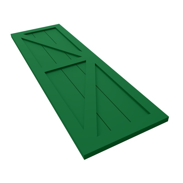 Ekena Millwork True Fit PVC Two Equal Panel Farmhouse Fixed Mount Shutters w/Z-Bar, Viridian Green, 12W x 57H, PR - TFP102FH12X057HG