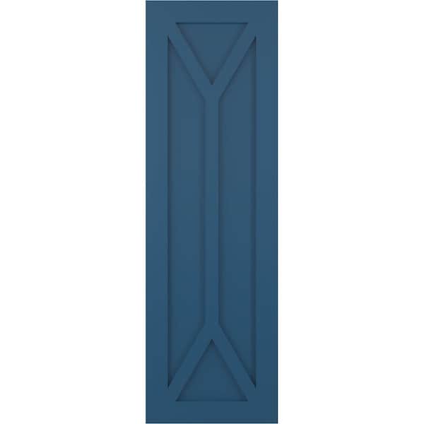 Ekena Millwork True Fit PVC San Carlos Mission Style Fixed Mount Shutters, Sojourn Blue, 15W x 70H, PR - TFP001SC15X070HB