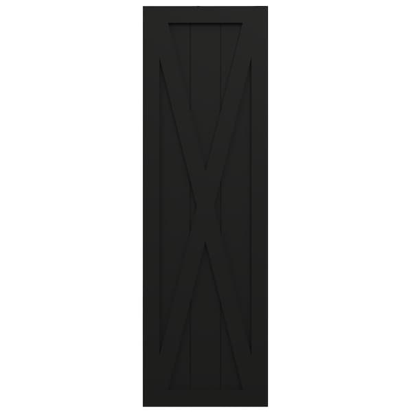 Ekena Millwork True Fit PVC Single X-Board Farmhouse Fixed Mount Shutters, Black, 18W x 26H, PR - TFP001FH18X026BL