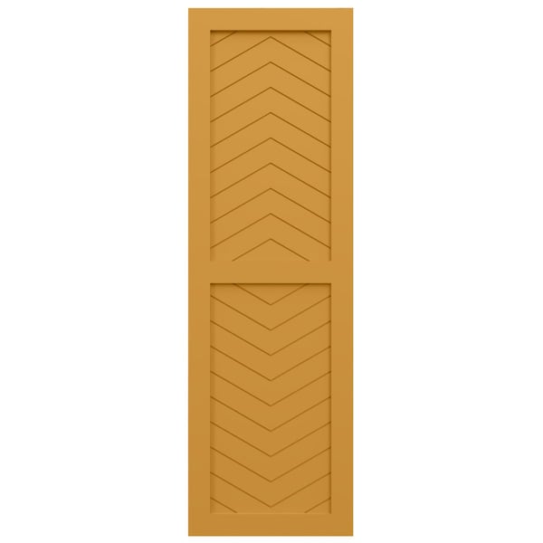 Ekena Millwork True Fit PVC Two Panel Chevron Modern Style Fixed Mount Shutters, Turmeric, 15W x 25H, PR - TFP101CV15X025TU