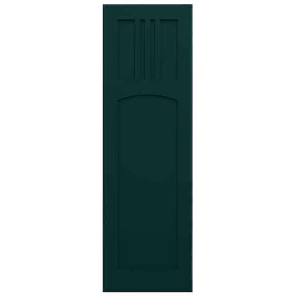 Ekena Millwork True Fit PVC San Miguel Mission Style Fixed Mount Shutters, Thermal Green, 15W x 75H, PR - TFP001SM15X075FG