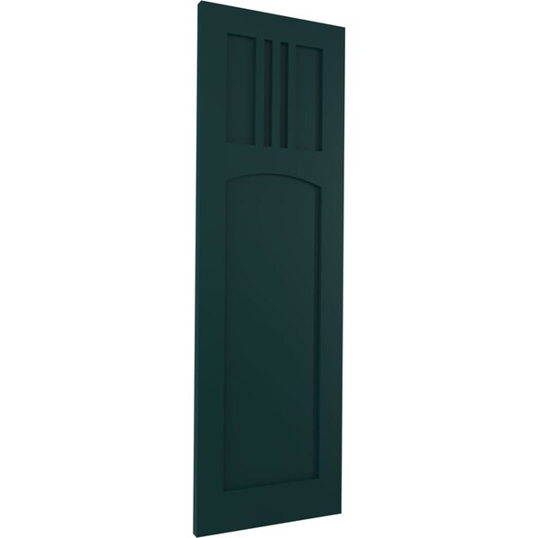 Ekena Millwork True Fit PVC San Miguel Mission Style Fixed Mount Shutters, Thermal Green, 15W x 75H, PR - TFP001SM15X075FG