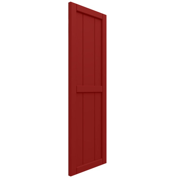Ekena Millwork True Fit PVC, Three Board Framed Board-n-Batten Shutters, Fire Red, 16 1/8W x 106H, PR - TFP101BF16X106BR