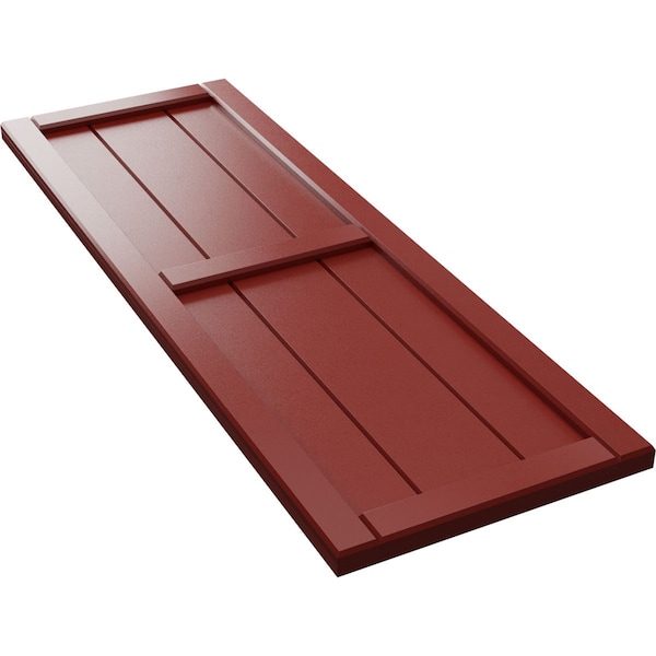 Ekena Millwork True Fit PVC, Three Board Framed Board-n-Batten Shutters, Fire Red, 16 1/8W x 106H, PR - TFP101BF16X106BR
