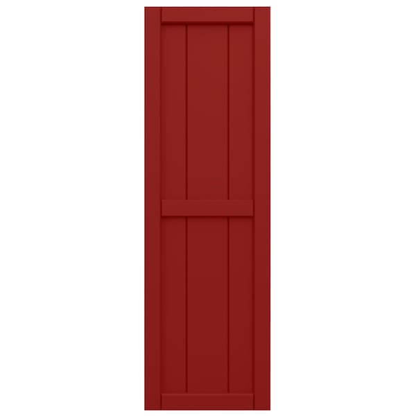 Ekena Millwork True Fit PVC, Three Board Framed Board-n-Batten Shutters, Fire Red, 16 1/8W x 106H, PR - TFP101BF16X106BR