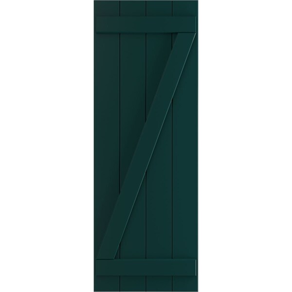 Ekena Millwork True Fit PVC Four Board Joined Board-n-Batten Shutters w/Z-Bar, Thermal Green , 21 1/2W x 26H, PR - TFP102BBF21X026FG