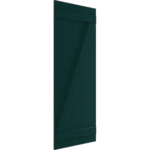 Ekena Millwork True Fit PVC Four Board Joined Board-n-Batten Shutters w/Z-Bar, Thermal Green , 21 1/2W x 26H, PR - TFP102BBF21X026FG