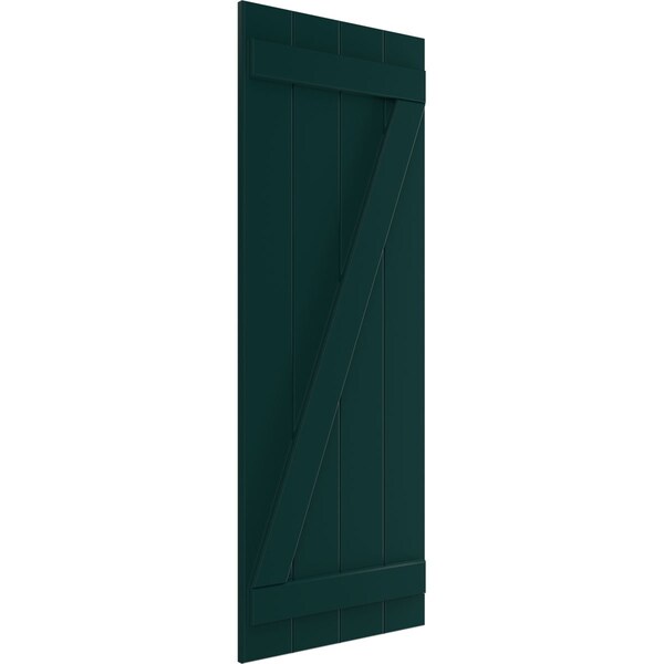 Ekena Millwork True Fit PVC Four Board Joined Board-n-Batten Shutters w/Z-Bar, Thermal Green , 21 1/2W x 26H, PR - TFP102BBF21X026FG