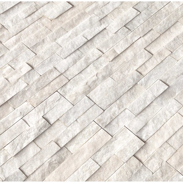 Msi Arctic White Splitface Ledger Panel 6 In. X 24 In. Natural Marble Wall Tile, 6PK - ZOR-PNL-0051