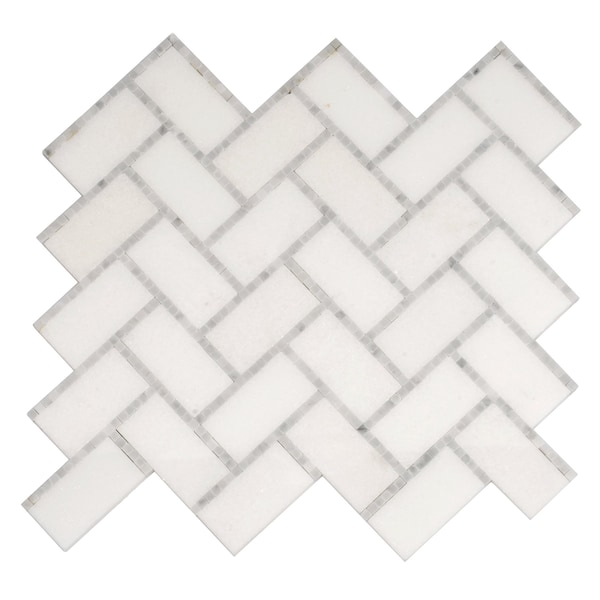 Apollo Tile White 9.8 in x 10.8 in Marble Polished Floor and Wall Mosaic Tile 3.68 sqft/case, 5PK - APLDC88H01A