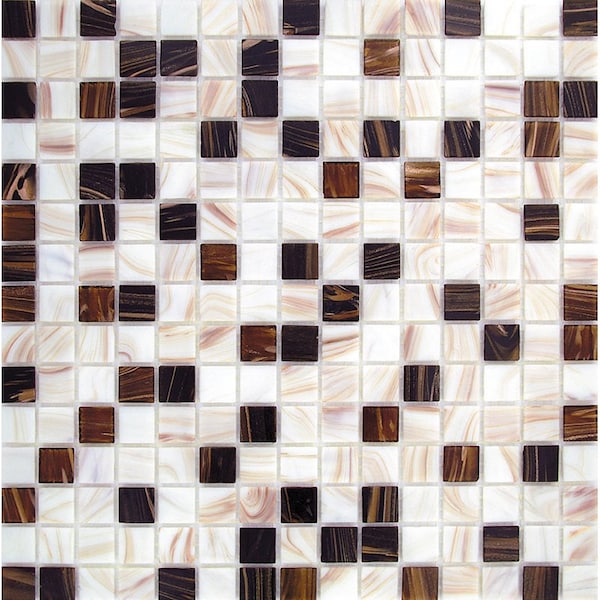 Apollo Tile Mingles 12 in. x 12 in. Glossy Beige and Brown Glass Mosaic Wall and Floor Tile 20 sqft/case, 20PK - MIX2088BG344A