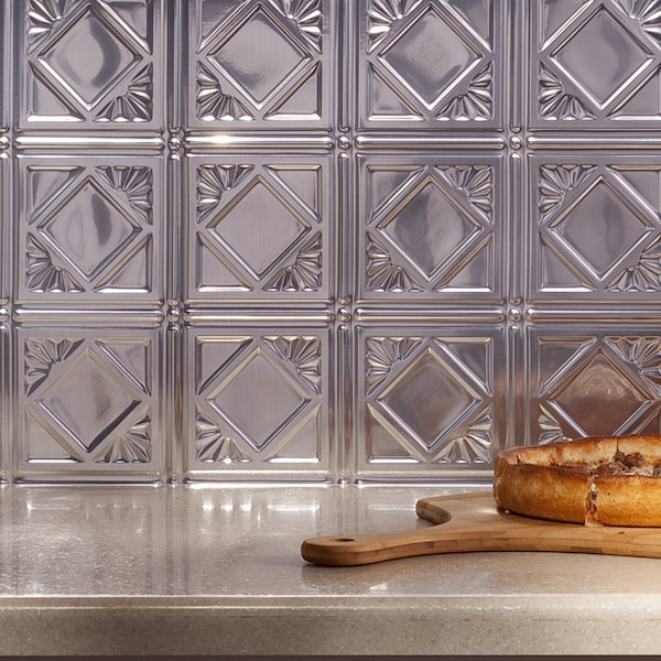 Fasade Fasade 18in x 24in Traditional 4 Brushed Aluminum Backsplash Panel 5pk - PB5108