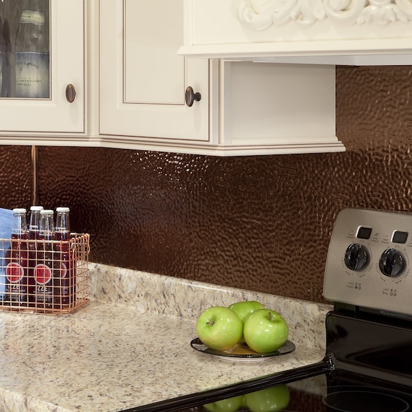 Fasade Fasade 18in x 24in Hammered Oil Rubbed Bronze Backsplash Panel 5pk - PB5526