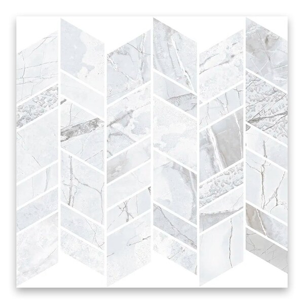 Apollo Tile 10x12 in. Matte Dove-Gray, White Porcelain Chevron Wall and Floor Tile 9.88 sq ft/case, 11PK - COS88WHTMOSA