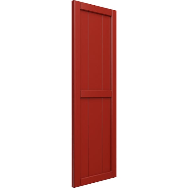 Ekena Millwork True Fit PVC, Four Board Framed Board-n-Batten Shutters, Fire Red, 21 1/2W x 57H, PR - TFP101BF21X057BR