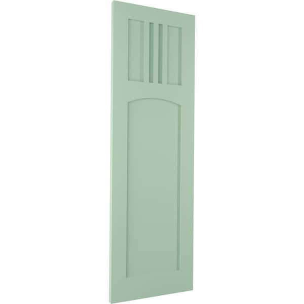 Ekena Millwork True Fit PVC San Miguel Mission Style Fixed Mount Shutters, Seaglass, 18W x 61H, PR - TFP001SM18X061SG