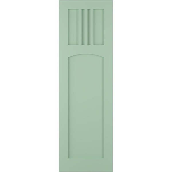 Ekena Millwork True Fit PVC San Miguel Mission Style Fixed Mount Shutters, Seaglass, 18W x 61H, PR - TFP001SM18X061SG