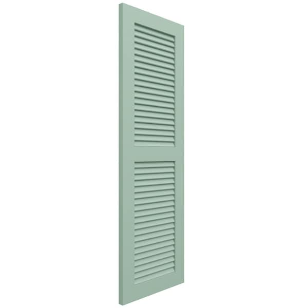 Ekena Millwork True Fit PVC, Two Equal Louver Shutters, Seaglass, 15W x 45H, PR - TFP101LVF15X045SG