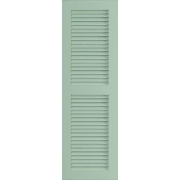 Ekena Millwork True Fit PVC, Two Equal Louver Shutters, Seaglass, 15W x 45H, PR - TFP101LVF15X045SG