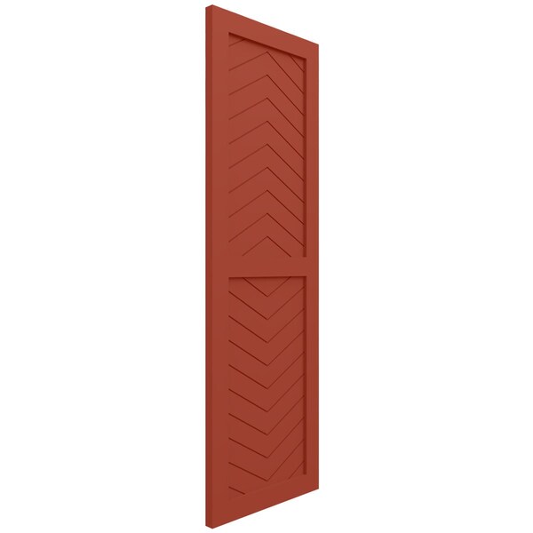 Ekena Millwork True Fit PVC Two Panel Chevron Modern Style Fixed Mount Shutters, Colorful Leaves, 18W x 30H, PR - TFP101CV18X030CL