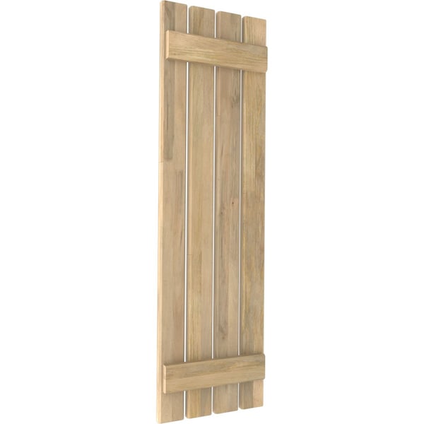 Ekena Millwork Americraft 4-Board (2 Batten) Exterior Real Wood Spaced Board-n-Batten Shutters, ARW101SB415X61UNH, PR - ARW101SB415X61UNH