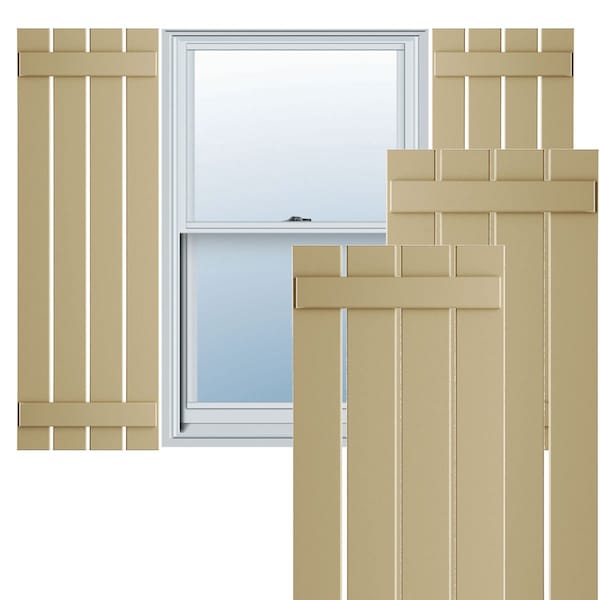 Ekena Millwork True Fit PVC, Four Board Spaced Board-n-Batten Shutters, Natural Twine , 23W x 69H, PR - TFP101SBF23X069NT
