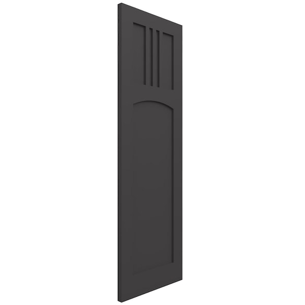 Ekena Millwork True Fit PVC San Miguel Mission Style Fixed Mount Shutters, Shadow Mountain, 15W x 26H, PR - TFP001SM15X026SM