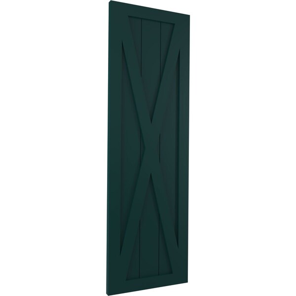 Ekena Millwork True Fit PVC Single X-Board Farmhouse Fixed Mount Shutters, Thermal Green, 15W x 49H, PR - TFP001FH15X049FG