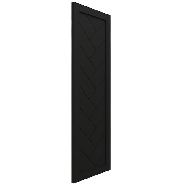 Ekena Millwork True Fit PVC Single Panel Herringbone Modern Style Fixed Mount Shutters, Black, 12W x 40H, PR - TFP001HB12X040BL