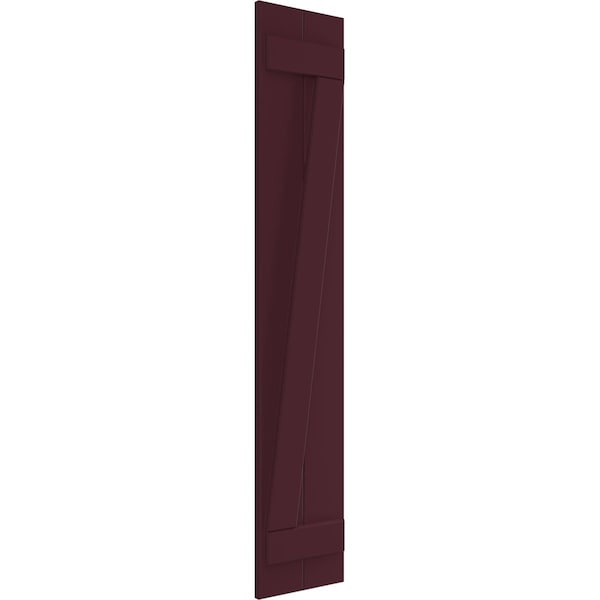 Ekena Millwork True Fit PVC, Two Board Joined Board-n-Batten Shutters w/Z-Bar, Wine Red , 10 3/4W x 73H, PR - TFP102BBF11X073WR