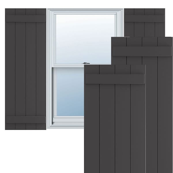 Ekena Millwork True Fit PVC, Four Board Joined Board-n-Batten Shutters, Shadow Mountain, 21 1/2W x 26H, PR - TFP101BBF21X026SM