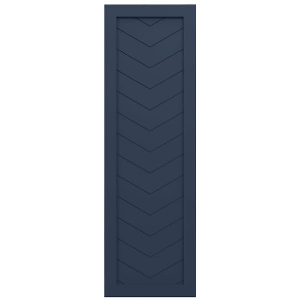 Ekena Millwork True Fit PVC Single Panel Chevron Modern Style Fixed Mount Shutters Starless Night Blue, 15"W x 38"H - TFP001CV15X038OB