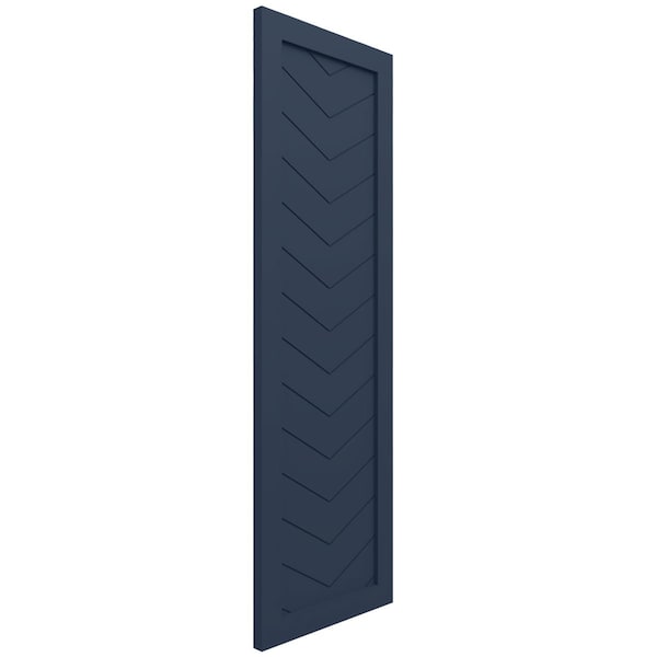 Ekena Millwork True Fit PVC Single Panel Chevron Modern Style Fixed Mount Shutters Starless Night Blue, 15"W x 38"H - TFP001CV15X038OB