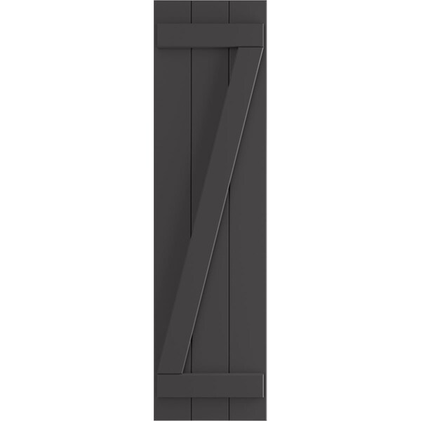 Ekena Millwork True Fit PVC, Three Board Joined Board-n-Batten Shutters w/Z-Bar, Shadow Mountain, 16 1/8W x 63H, PR - TFP102BBF16X063SM