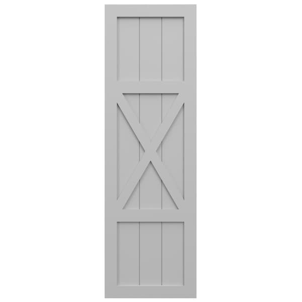 Ekena Millwork True Fit PVC Center X-Board Farmhouse Fixed Mount Shutters, Primed , 18"W x 70"H - TFP107FH18X070PR