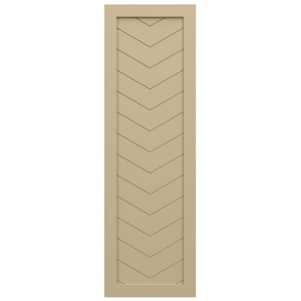 Ekena Millwork True Fit PVC Single Panel Chevron Modern Style Fixed Mount Shutters, Natural Twine, 15W x 41H, PR - TFP001CV15X041NT