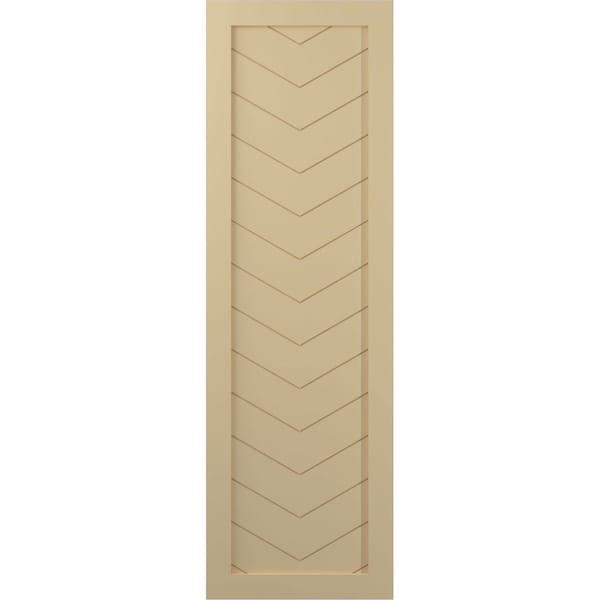 Ekena Millwork True Fit PVC Single Panel Chevron Modern Style Fixed Mount Shutters, Natural Twine, 15W x 41H, PR - TFP001CV15X041NT