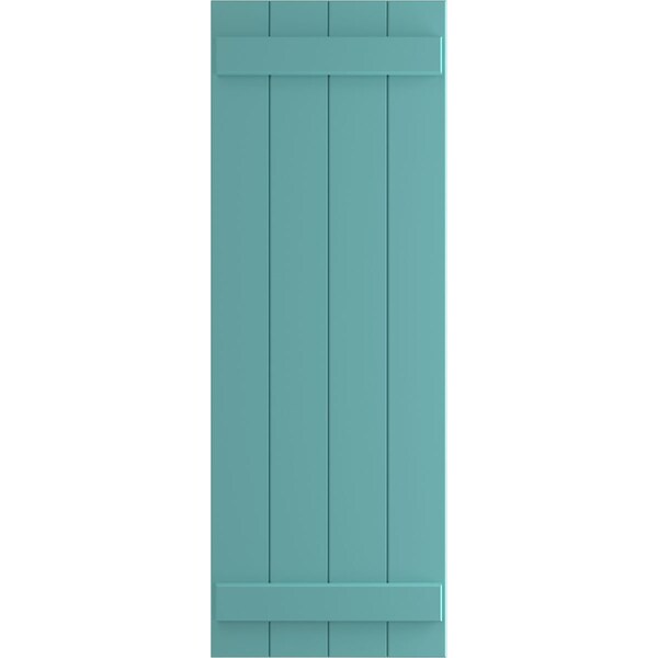 Ekena Millwork True Fit PVC, Four Board Joined Board-n-Batten Shutters, Pure Turquoise, 21 1/2W x 31H, PR - TFP101BBF21X031PT